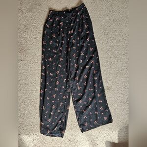 Band Of Gypsies Size Small Floral Black Wide-Leg Pants